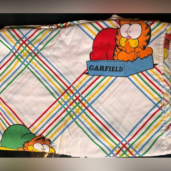 Vintage Garfield Cat 1978 Twin Flat And Fitted Sheet and 1 Pillow Case set - Picture 5 of 16